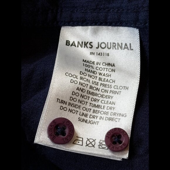 Banks Journal Shirt Small Mens Blue Corduroy Button Down Long Sleeve Pocket - Picture 6 of 7